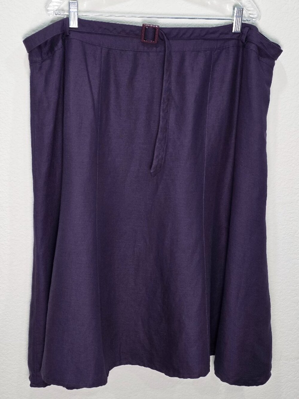Jones Wear Woman Purple Linen Rayon Blend A-Line Skirt Plus Size 22W Belted